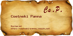 Csetneki Panna névjegykártya